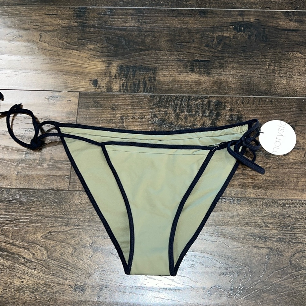 NWT Marysia Swim Contrast Trim Side Tie Bikini Bottoms
